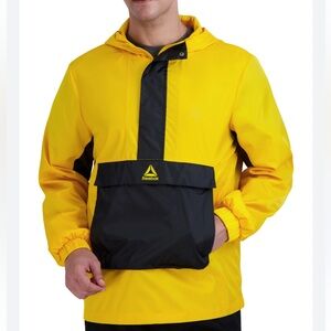 Reebok Men's Yellow and Black Hooded Striker Woven Anorak